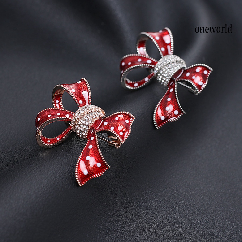 OW@ Brooch Bow-knot Elegant Temperament Shine Universal Stylish Brooch Pin for Banquet