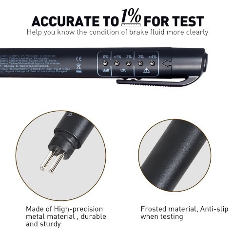 Universal Vehicle Car Brake Fluid Tester Pen Tool Detector DOT 5 LED