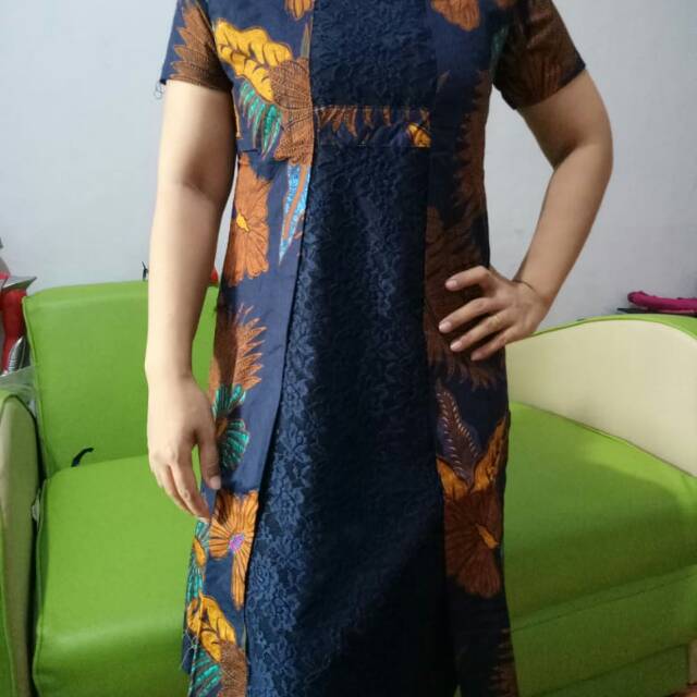 dress batik kombinasi brokat