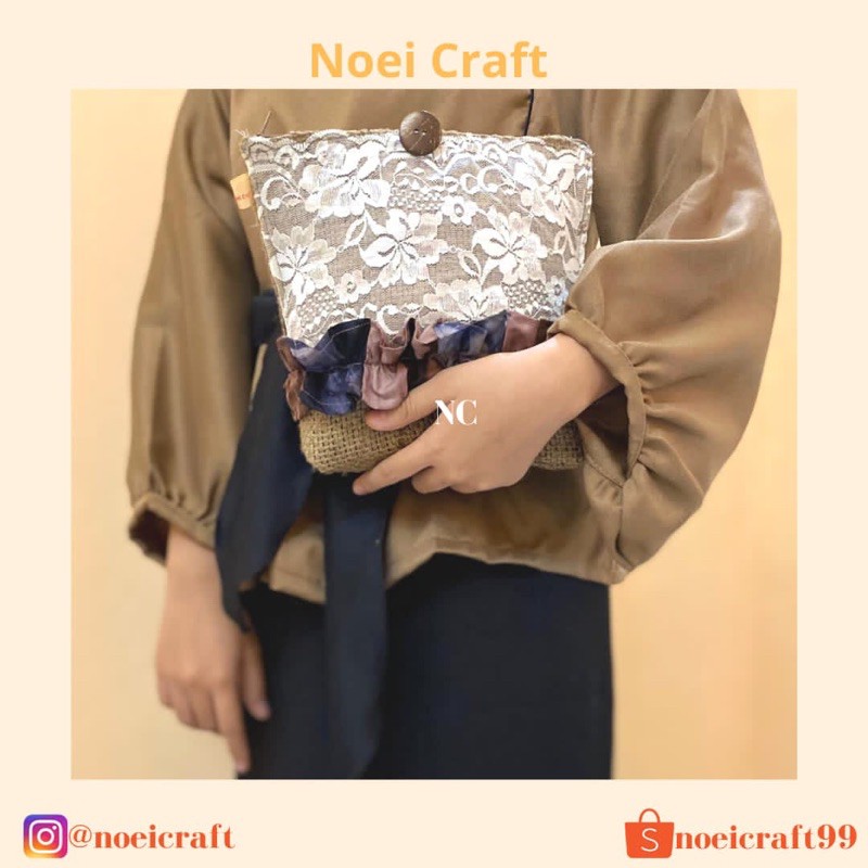 HAND JUTE POUCH VINTAGE NOEI CRAFT | POUCH GONI CANTIK | TAS TANGAN WANITA MODERN | POUCH GONI KEREN