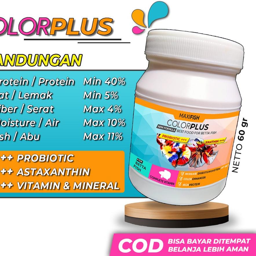 ❤[PROMO ⚡ALE]❤[COLORPLUS] Pelet Pakan Ikan Cupang Blue Rim Avatar Halfmoon Galaxy Giant Nemo Koi Gup