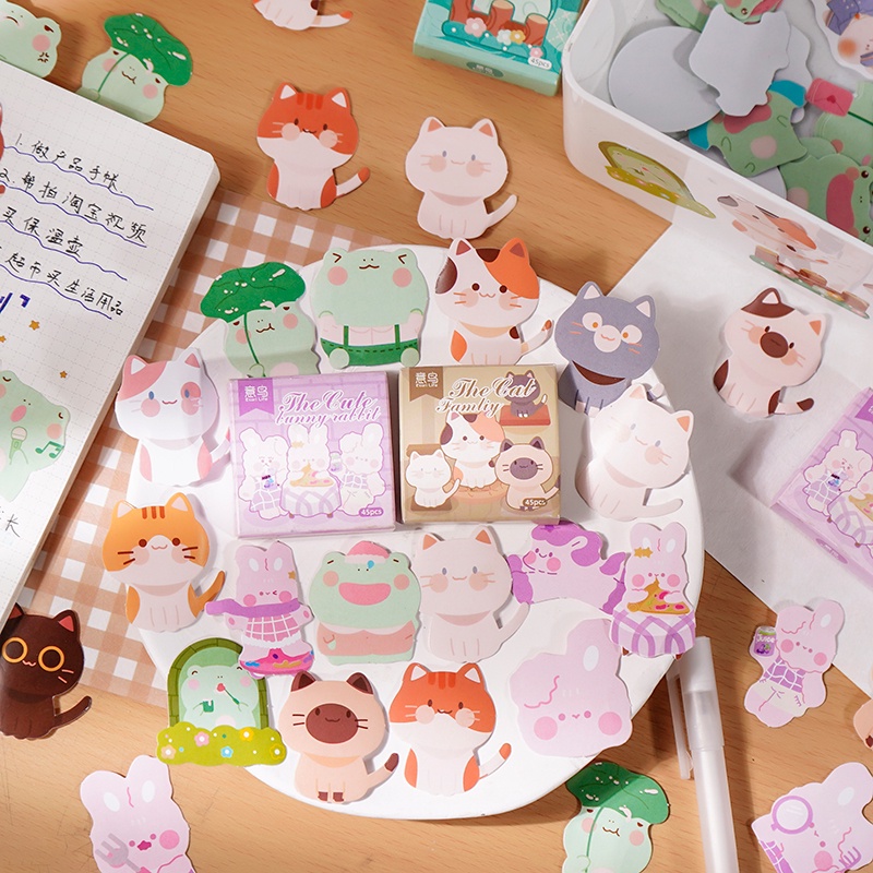 

[winteri] Sticker Kartun Kucing dan Katak Lucu 45 pcs