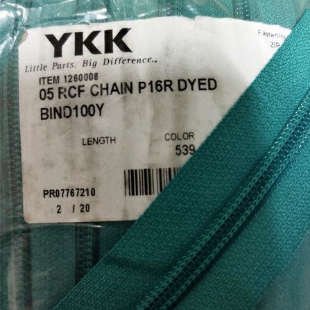 Resleting YKK Meteran No.5 Koil Warna Tosca 539