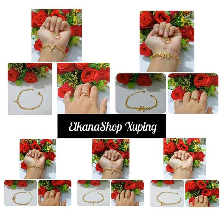 Gelang Dewasa nuri Ininsial Nama A-Z free cincin.chat pilih huruf .gold ll Anti Karat COD