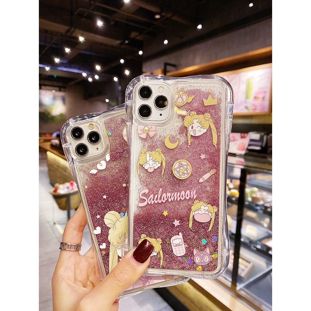 Soft    Case Aksen Pasir Glitter Gambar Sailor Moon Untuk