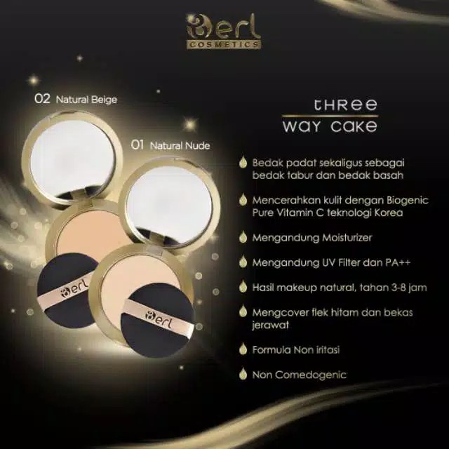 Three Way Cake Berlcosmetics B Erl Cushion Bedak Foundation Loose Powder Compact Powder