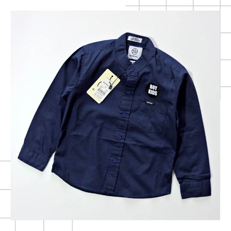 Kemeja Anak Laki Laki Lengan Panjang Branded Premium Atasan Kerah Shanghai Anak Cowok Keren Warna Merah Mustard Navy Bahan Katun Poplin 2 3 4 5 6 7 Tahun