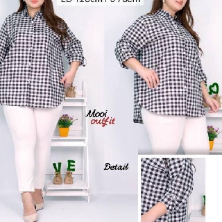  te IG0862 kemeja jumbo xxxl big  size  MOTIF KOTAK  kemeja 