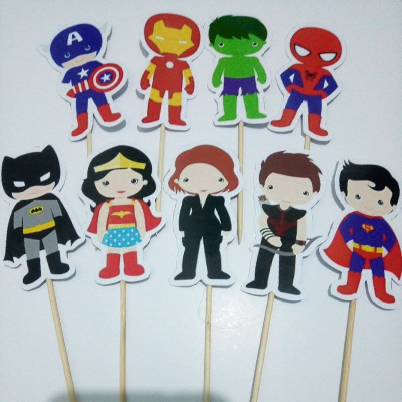 topper cake super hero 1set/ hiasan kue ulang tahun karakter super hero