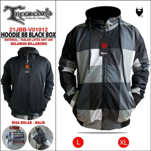 Jaket Pria /Wanita Taslan Hoodie bolak balik TREEBEARD