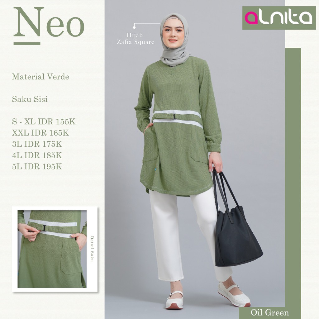 Atasan Alnita NEO Bahan Verde Atasan Muslimah simple elegant nyaman dipakai