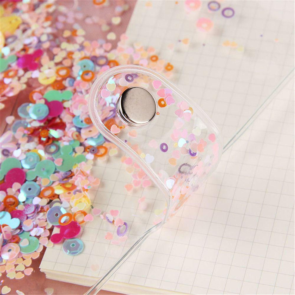 AUGUSTINA Office Supplies Glitter Sequins Stationery Notepad Cover Notebook Cover Planner Protector Transparent Loose Leaf Folder Journal School Supplies Loose-Leaf Cover Binder Cover