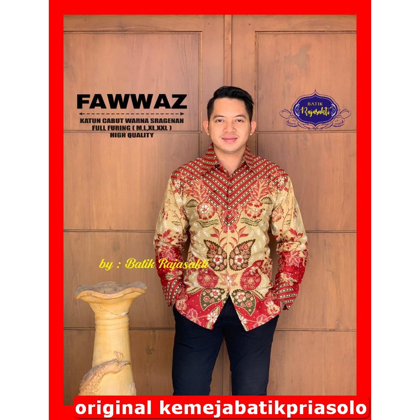 ATASAN BATIK PREMIUM KEMEJA BATIK SOLO Lengan Pendek Lapis Furing Aljaya Sungut Gading Kemeja Pria O