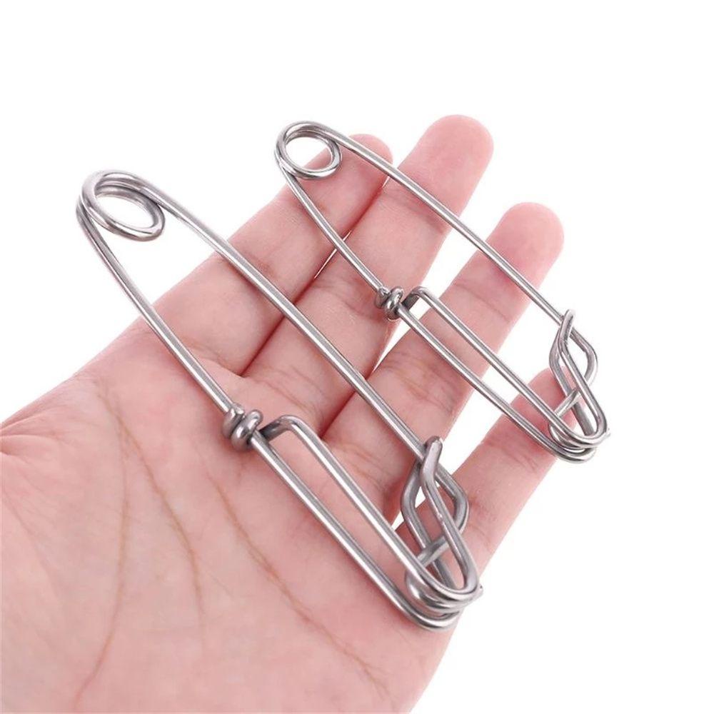 TOP 5pcs /Pack Pin Gesper Memancing Stainless Steel Fish Tackle Putar Longline Klip Mata Terbuka