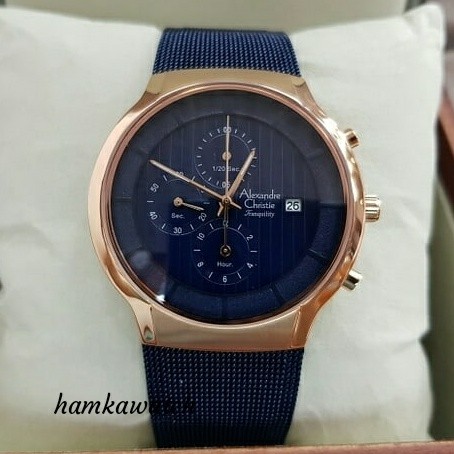 jam tangan / Watch_Id pria alexander cristie original ac6245 blue rose gold