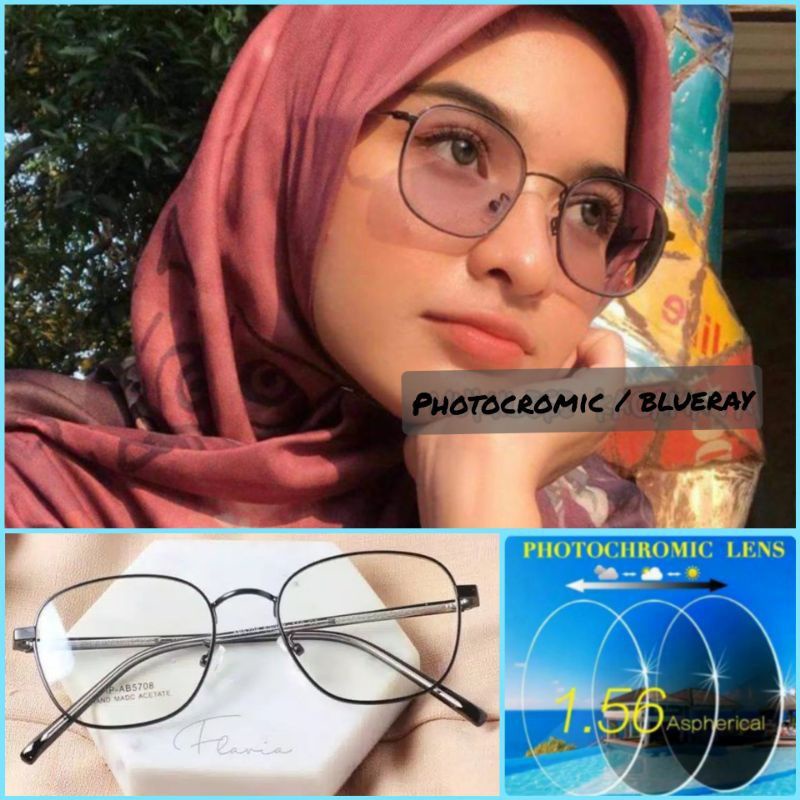 Frame kacamata pria wanita 5708 / Paket kacamata minus lensa BlueRay / Photocromic / Bluechromic