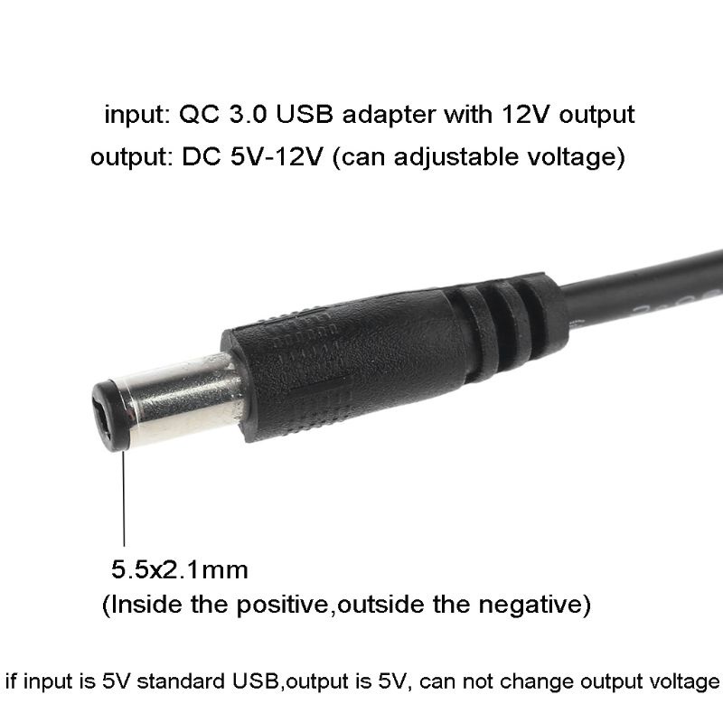 Kabel Power Usb Qc3.0 Ke 5v-12v Tegangan Dapat Disesuaikan 5.5x2.1mm Untuk Router Wifi Led