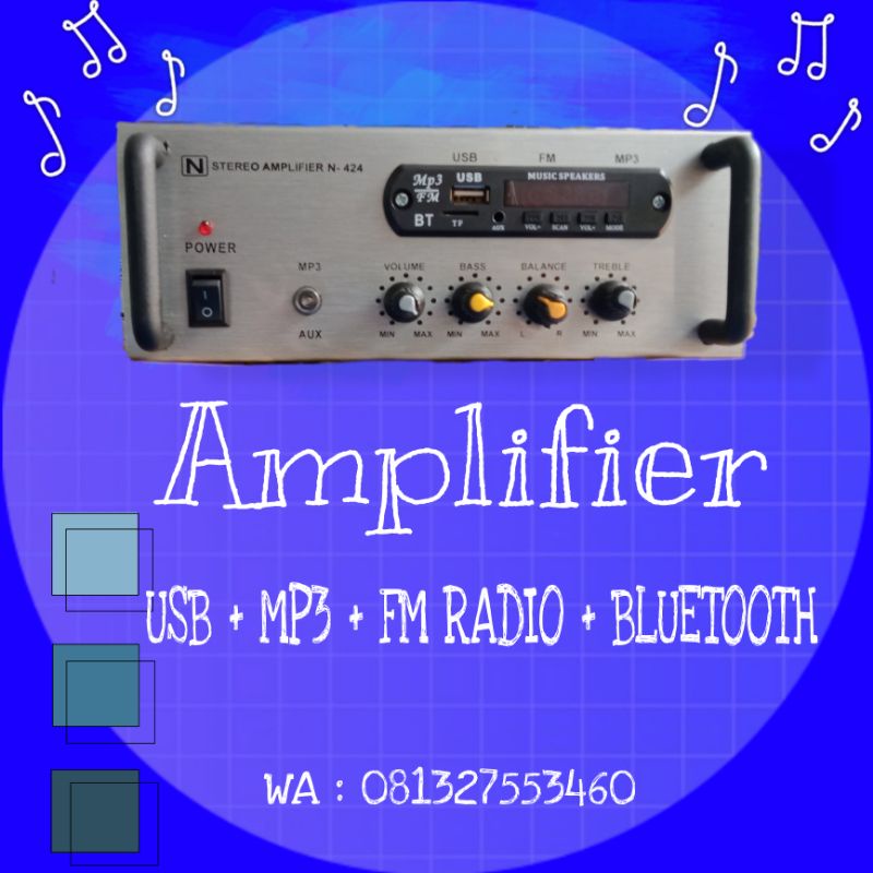 Amplyfier usb + mp3 + fm radio + bluetooth