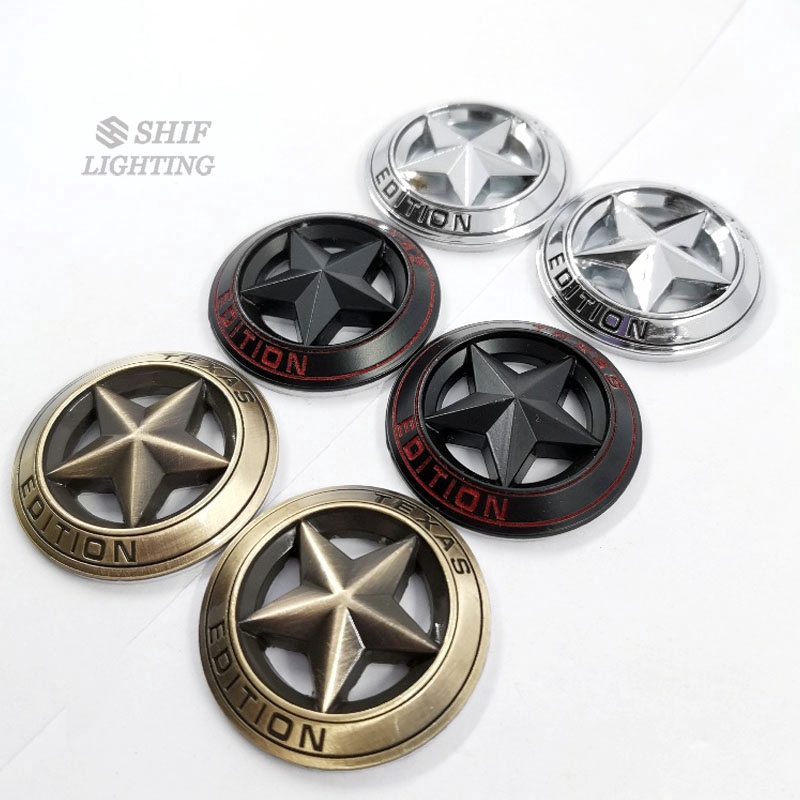 2pcs Stiker Emblem Logo Texas A Star Edition Bahan Metal Untuk Samping Mobil