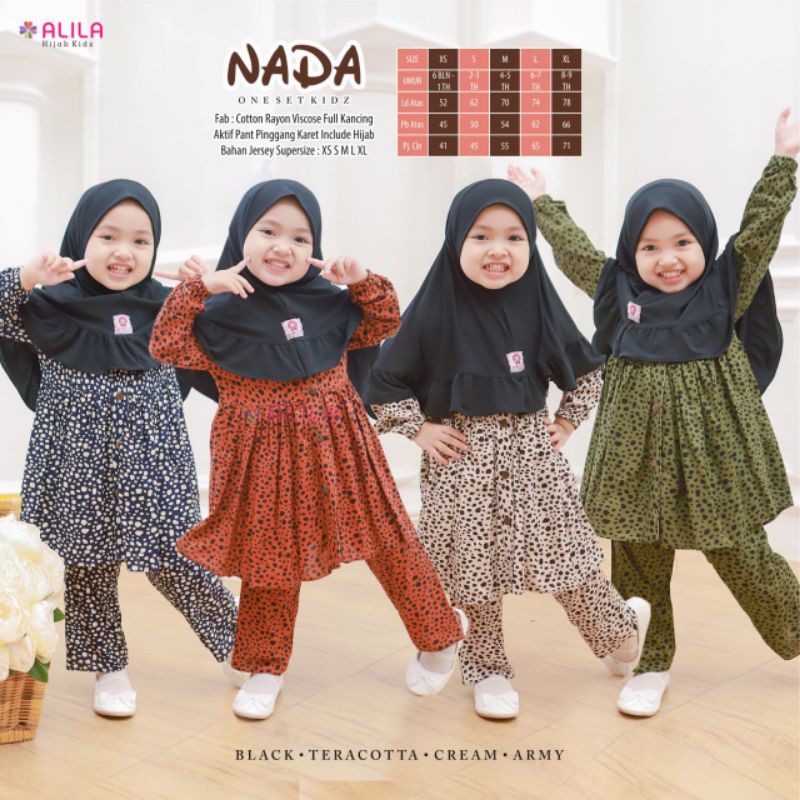 INCLUDE JILBAB NADA ONE SET KIDS / SETELAN ANAK BY ALILA HIJAB