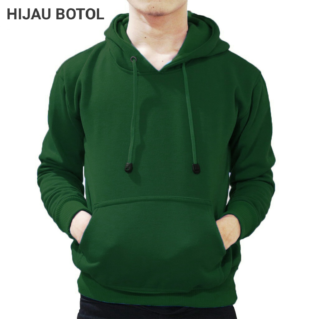 (promo) Jaket jumper hoodie polos L,XL,XXL pria wanita hitam mjl store