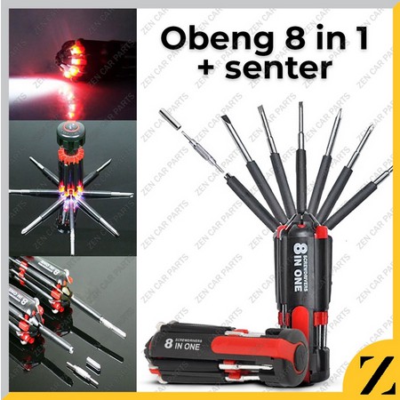 Obeng 8 in 1 Multi Tools Obeng Senter Multifungsi / Obeng Set 8 in 1 Multifungsi Buat Hp serbaguna