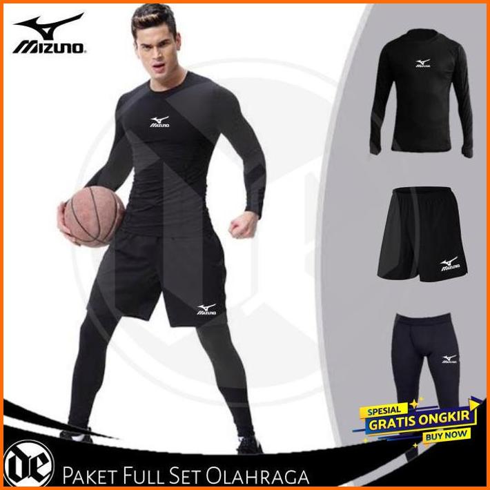 promo full set stelan olahraga pria manset legging panjang dan celana