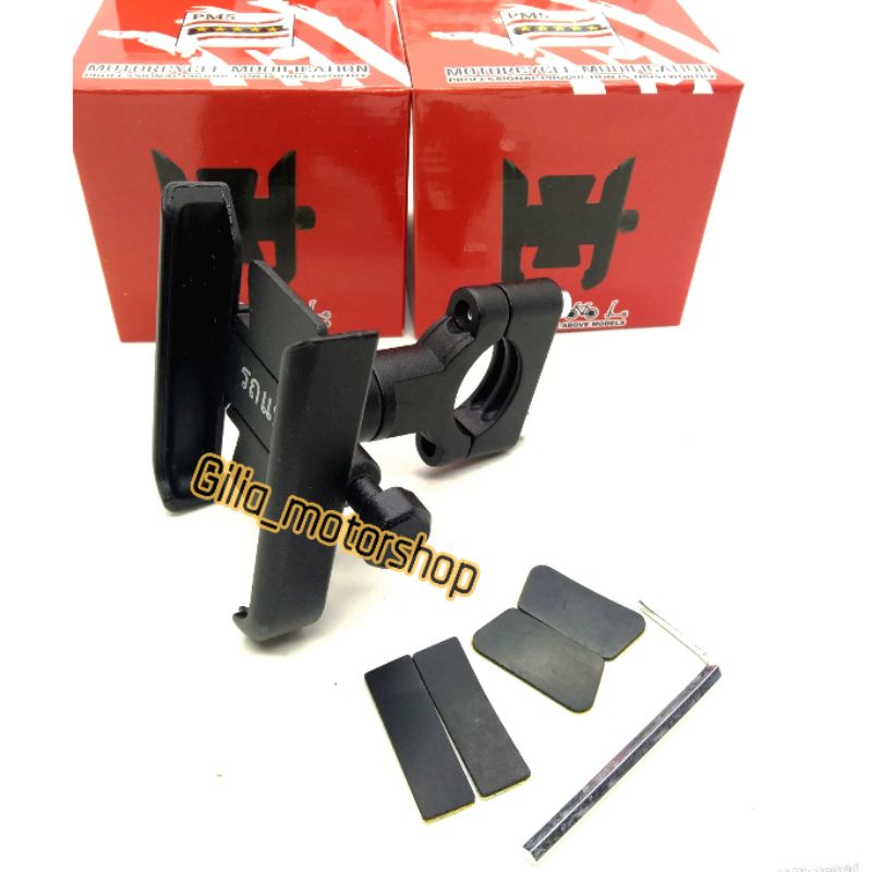 Holder Hp Model Jepit Stang Aluminium PM5 Black series Universal