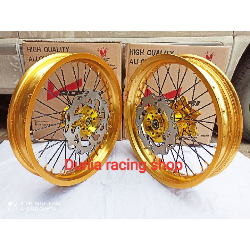 Velg Supermoto CRF 150 300 350 ring 17 Lebar Sumo Tromol CRF jari jari sama piringan dan dirakit