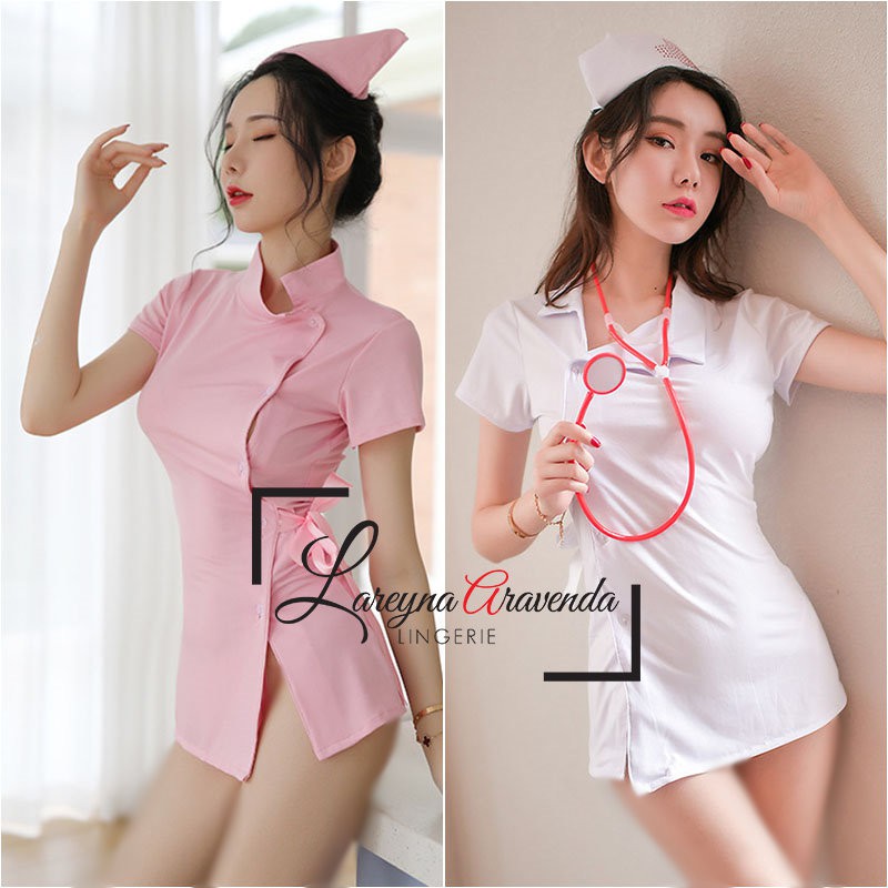 Set Lingerie + G String Seksi Model Cosplay Exclusive Nurse LG208