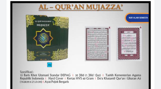 AL QURAN PER JUZ MUJAZZA A5 TERLARIS BOX DAN KALEP TERLARIS