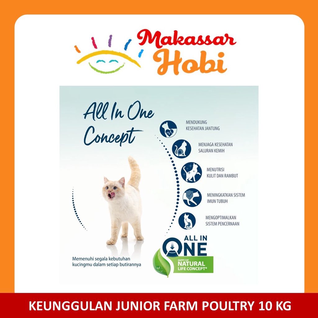 Happy Cat Young Junior Farm Poultry 10kg 10 kg Makanan Anak Kucing Dry