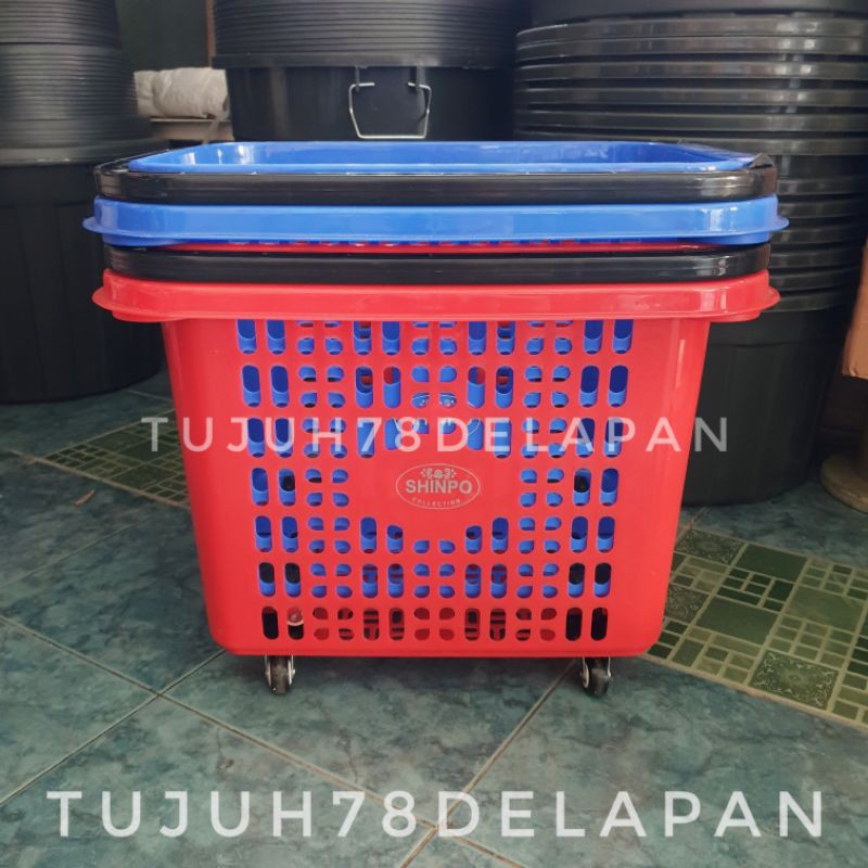 Keranjang Belanja Besar Roda Shinpo /Keranjang Trolley Pasar Dorong