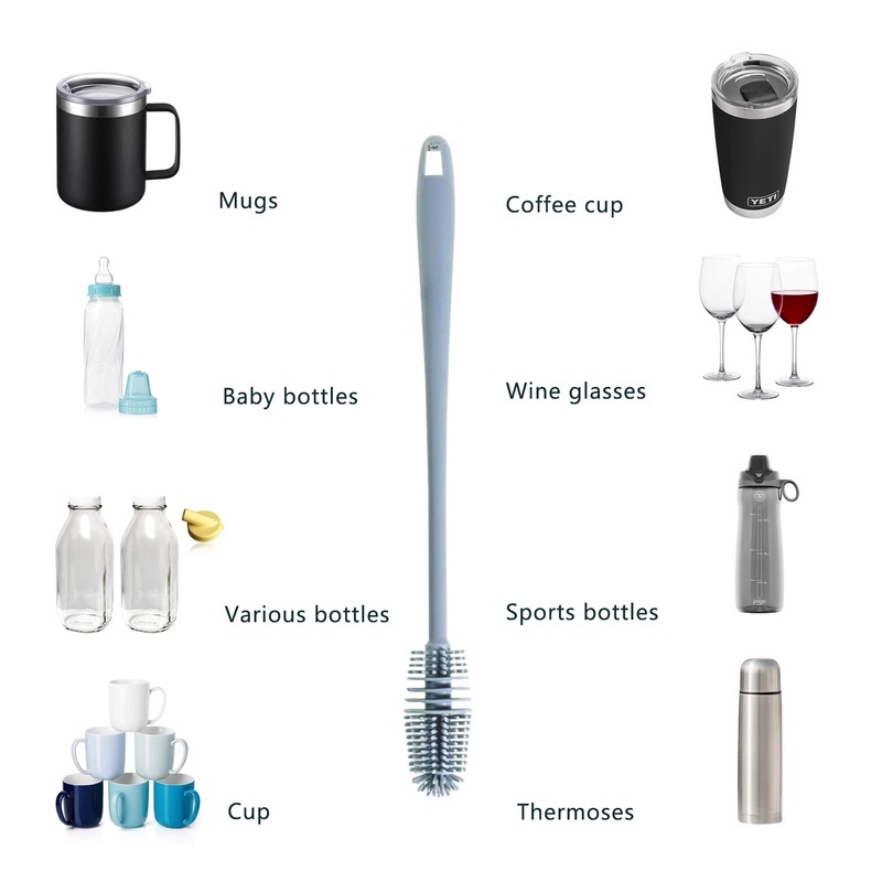 1PC Long Handle Multifunctional TPR Cleaning Bottle Brush For Glass Cup ，Baby Bottle