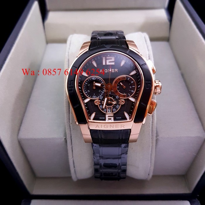 New Jam Tangan Unisex Aigner Palermo A58500 Swiss Made Stainless Black