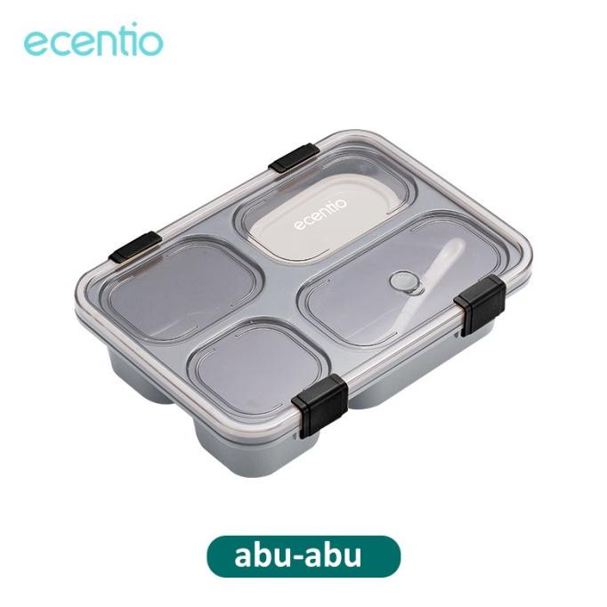 

Baru! Ecentio 1300Ml4 Grid Tahan Bocor Bento Box/Kotak Sup Dan Sendok Gratis - Abu-Abu