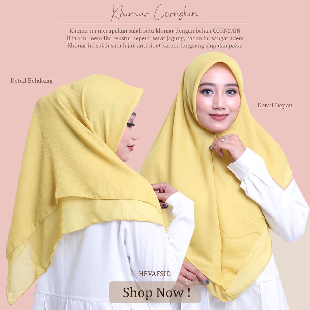 Jilbab Khimar 2 layer cornskin