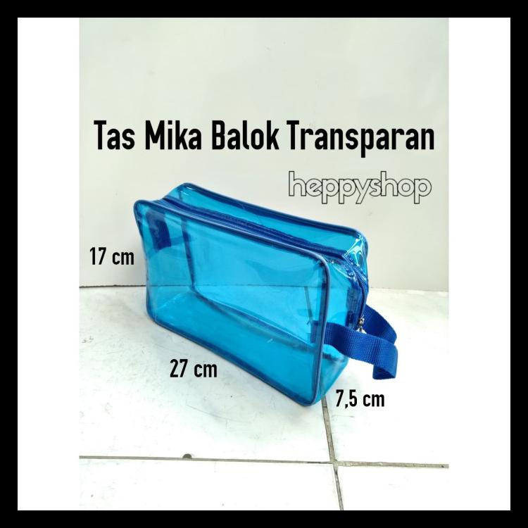 TAS MIKA BALOK TRANSPARAN, TAS KOSMETIK TRANSPARAN, POUCH BAG KOSMETIK - UNGU TERLARIS