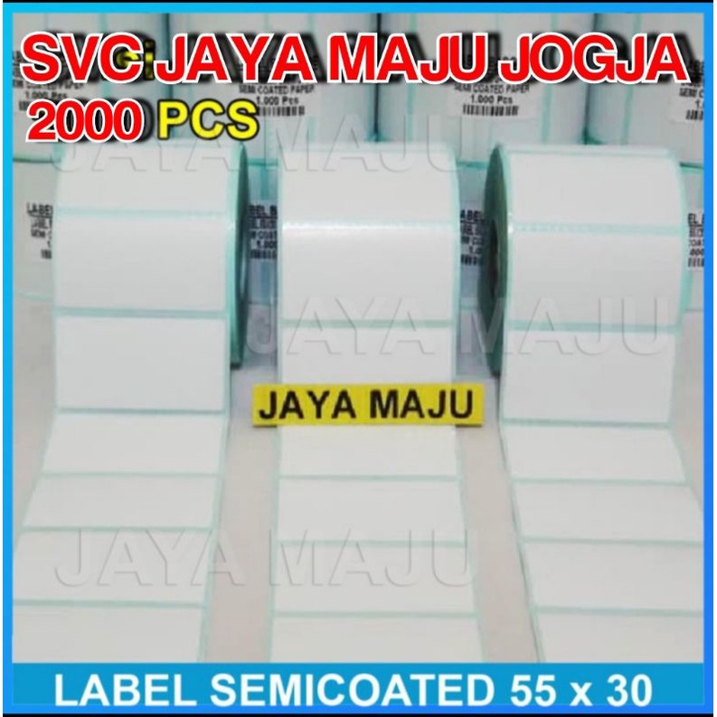 

55 X 30 SEMICOATED - 1 LINE - FACE OUT - ISI 2.000 PCS || CORE 1" || LABEL BARCODE PRINTER PAKAI RIBBON THERMAL TRANSFER STIKER LABEL PRICE TAG BUTIK DISTRO FASHION GAMIS || 55X30 55 x 30 LABEL SEMICOATED GAP PORPORASI - ISI 2000 PCS
