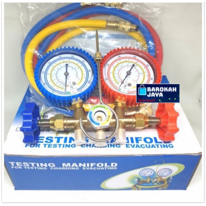 Manifold Double Multi SET Selang/Alat Ukur Tekanan Freon R22-410-134