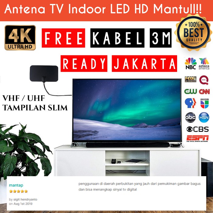Taffware Antena HD Clear Vision 4K Antena TV Dalam yang Bagus Antena TV LED Indoor Antenna TV Tembok