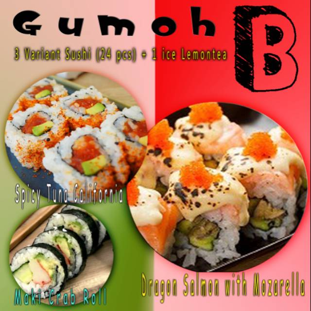 

PAKET GUMOH B ( 3 variant sushi : 24pcs )