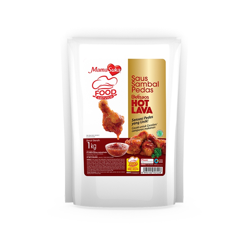 

Mama Suka Delisaus Hot lava Pouch 1 kg Saus Sambal Pedas