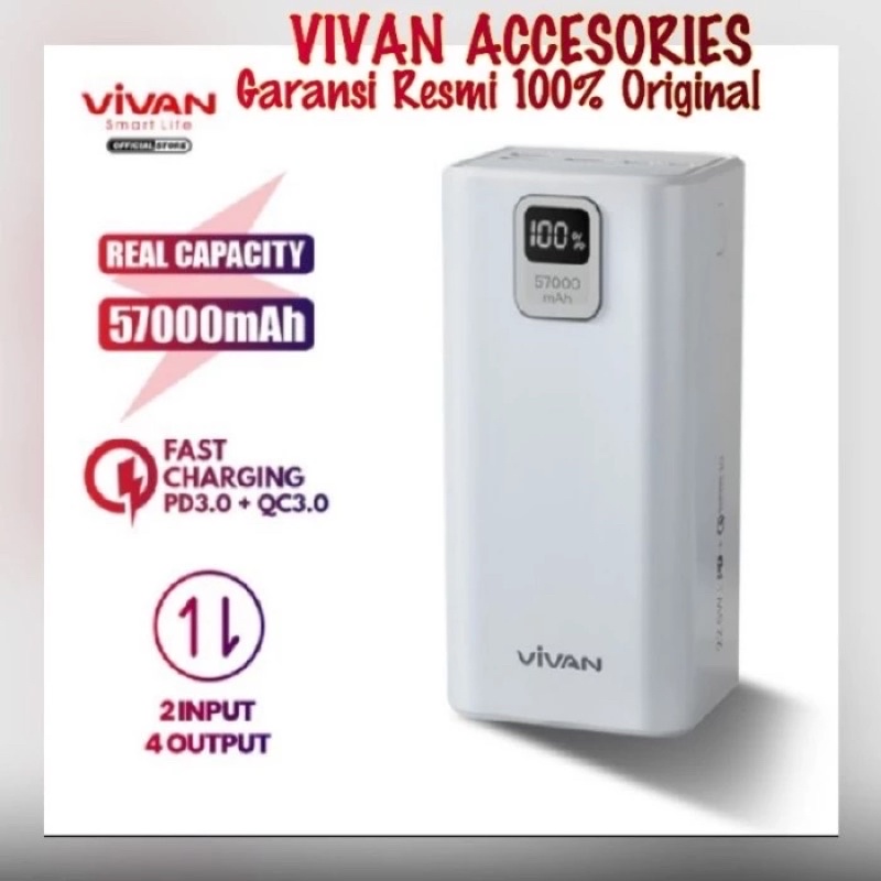 VIVAN VPB-B60 57000MAH Biggest Capacity Powerbank PD Quick Charge 3.0