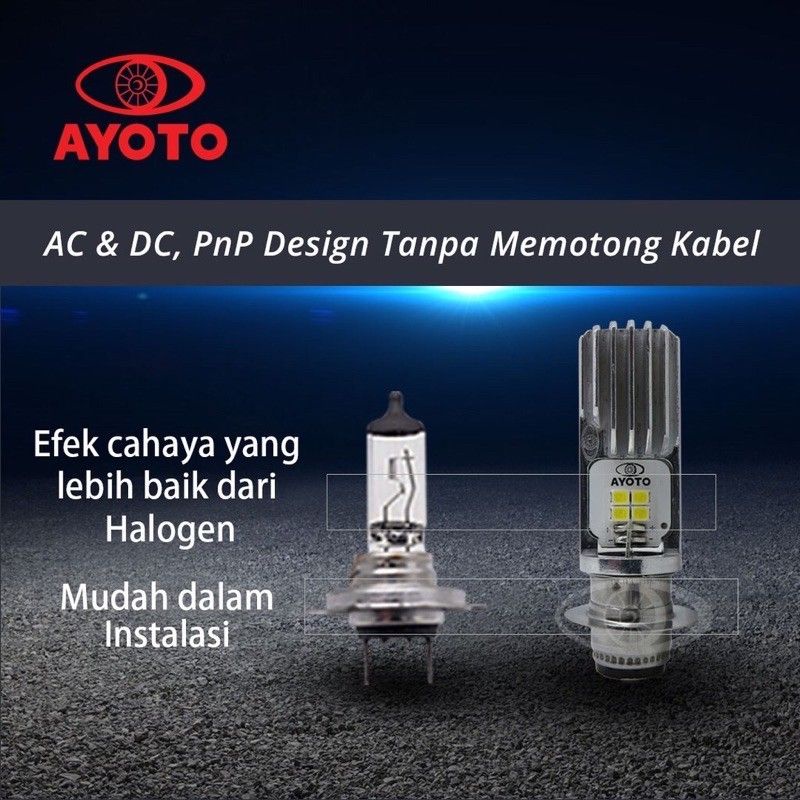 Lampu LED depan AYOTO M2B AC&amp;DC 8Watt H6 beat,Vario,Mio dll