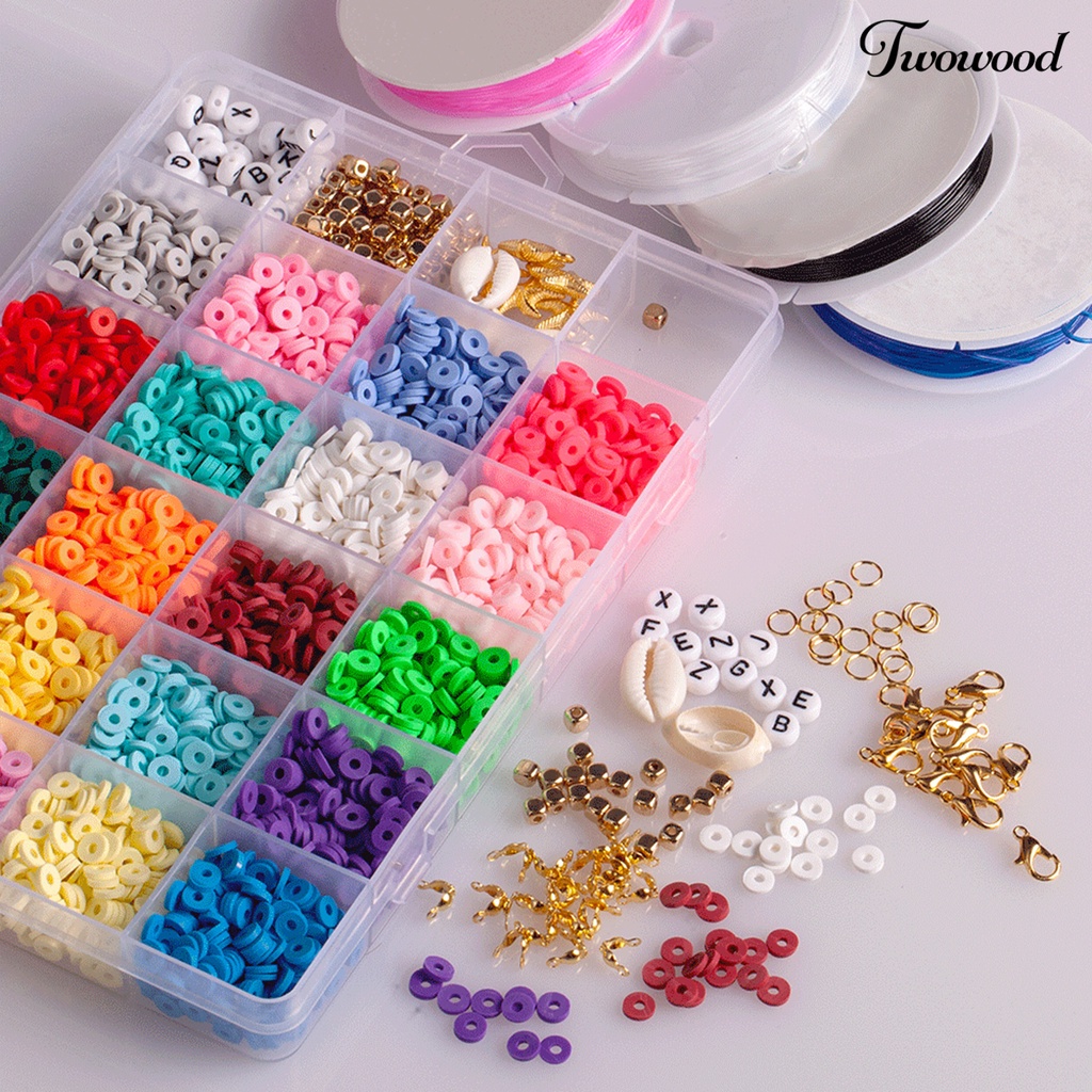 Twowood 1 Set Loose Beads Colorful Flat DIY English Letters Long Lasting Beads Jewelry Making