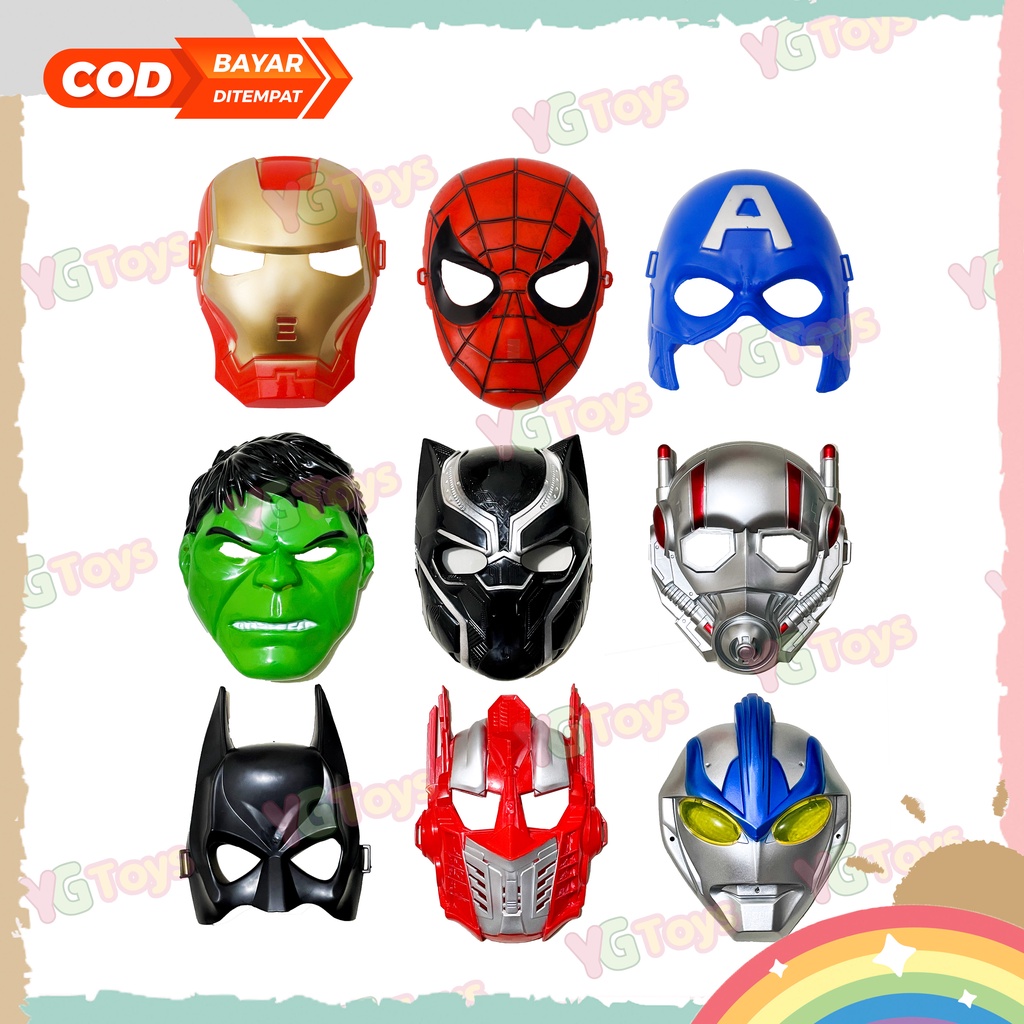 Mainan Topeng Karakter Superhero ULTRAMAN Iron Man Captain America Spiderman Hulk Batman Ultraman Transformers Anak Laki Laki Perempuan