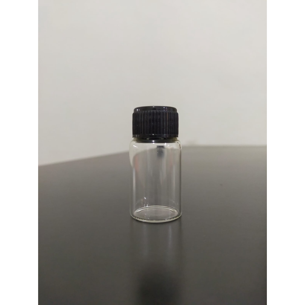 Botol Kaca Clear 10 ml Tutup Ulir Hitam