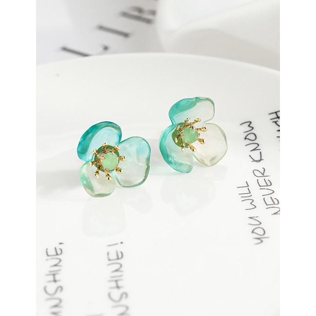 LRC Anting Tusuk Fashion Alloy Resin Transparent Flower Earrings K39451