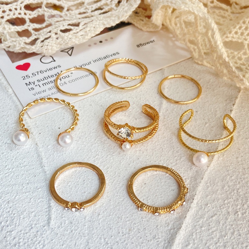 10pcs Cincin Metal Model Hollow Bulat Terbuka Untuk Wanita